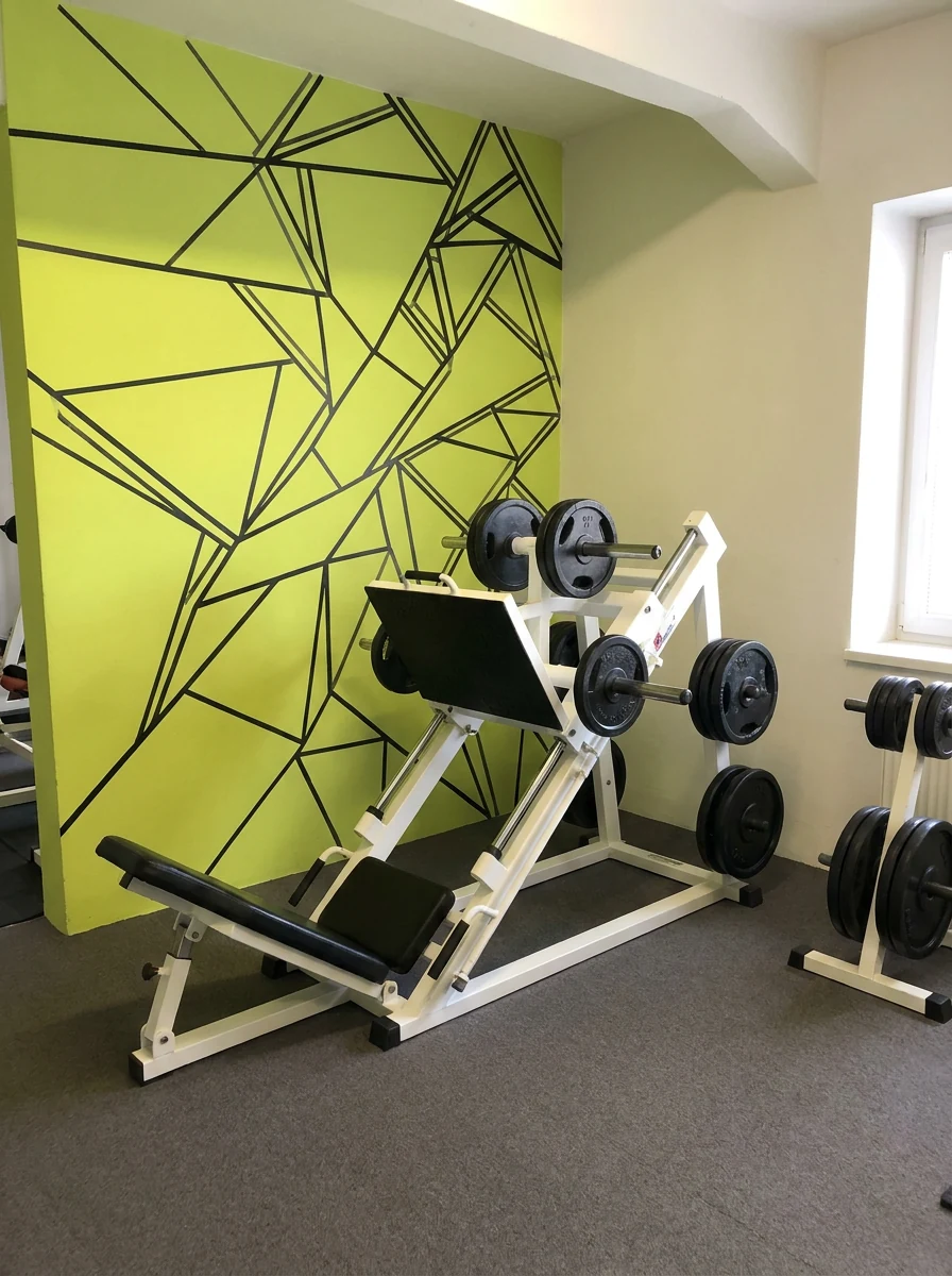 Zelená stěna a legpress